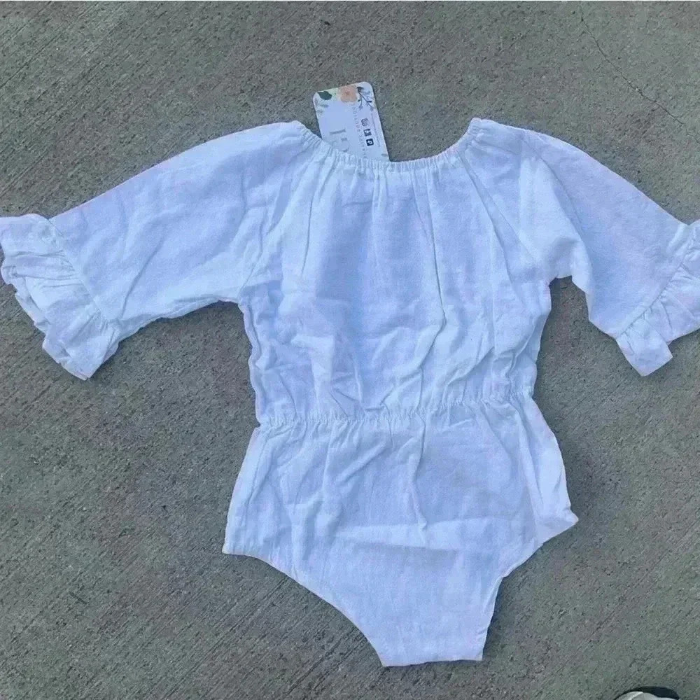 White baby bow romper - Picture 6 of 6